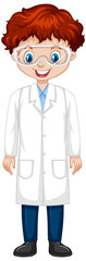 Boy in science gown on white background