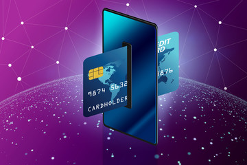 Concept of mobile wallet transfers - 3d rendering