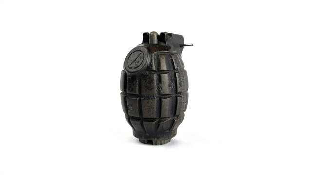 British No.36 Grenade 'Mills Bomb' 1915, it was the last in a series of improved models and was introduced in 1917, this was used in WW1 & WW2 and stayed in service with British Army until 1972