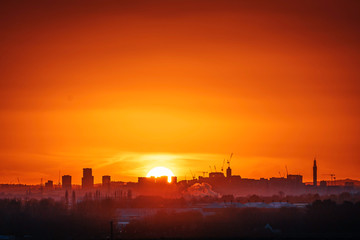 Birmingham Skyline Sunset Silhoute