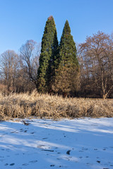 Winter view of South Park in city of Sofia, Bulgaria