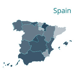 Map of the Spain. Vector image of a global map in the form of regions in Spain. Easy to edit
