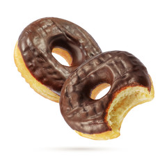 Two chocolate donuts isolated
