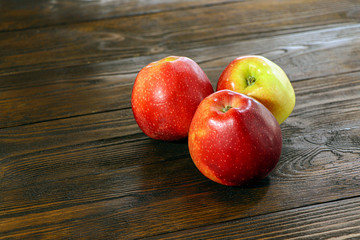 Apples on a wooden table. Healthy food.  