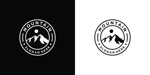 retro vintage mountain scenery logo design vector