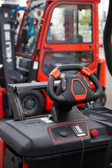 Steering wheel forklift truck, detail view