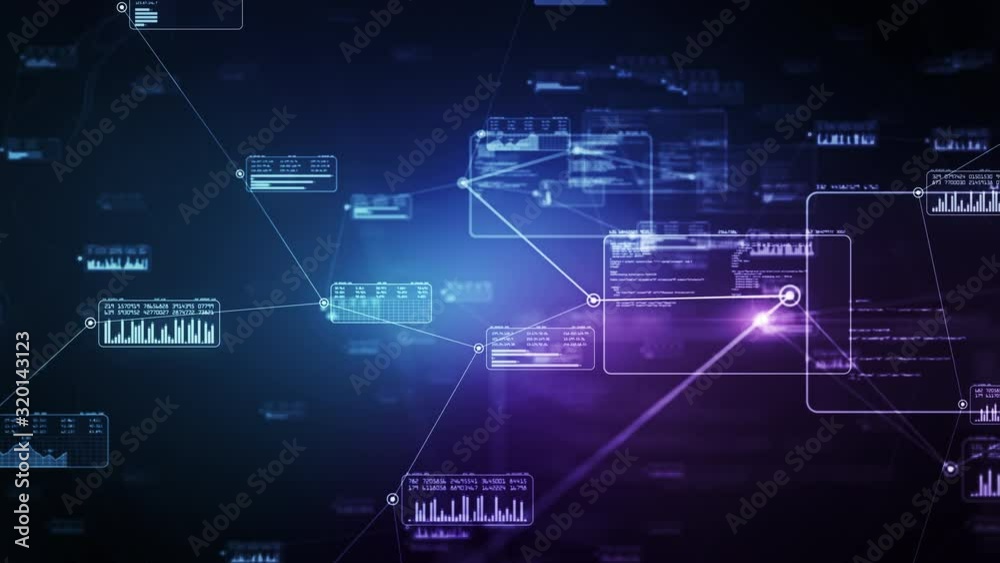 Wall mural network connections in data center. software source code and big data linked in virtual space. perfe