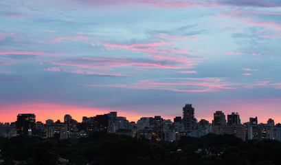 Skyline of Sao Paulo during a beautiful summer sunset.