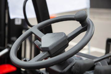 Steering wheel forklift truck, detail view