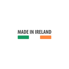 Made in Ireland label with Irish flag colors