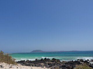 Beautiful beach of Spain, Canary Islands Fuerteventura, fine sand and crystal clear water