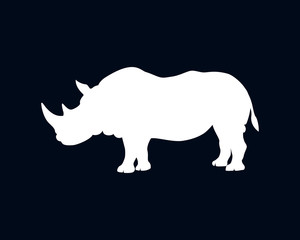 Big Rhino Or Rhinoceros Silhouette Isolated Vector Illustration