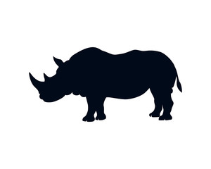 Obraz na płótnie Canvas Big Rhino Or Rhinoceros Silhouette Isolated Vector Illustration