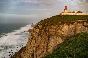 Fototapeta na wymiar famous cabo da roca in portugal most wertern point of europe