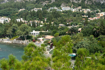 Obraz premium Paleokastritsa bay in Corfu Island in Greece, view from above