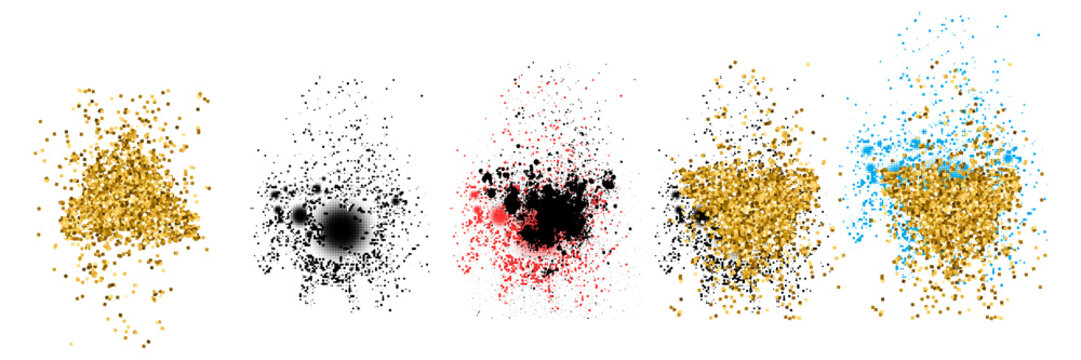 Abstract stippling texture splashes. Trendy objects for design
