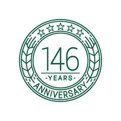 146 years anniversary celebration logo template. Line art vector and illustration.
