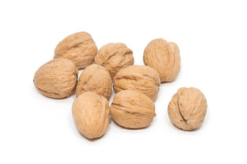 Walnuts isolated on white background.