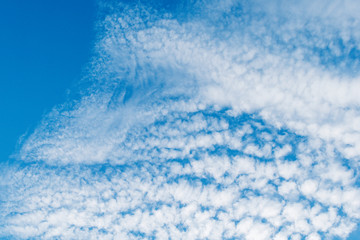 View of clouds in the blue evening sky