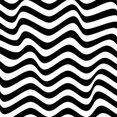 Wavy graphic background. Simple wave stripes. Seamless black lines pattern in white background.