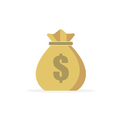 Money bag color icon with a dollar sign in the middle. Flat design.