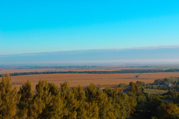 A view at a small mountain valley on a nice sunny day.