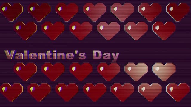 Animation 80s Valentine's Day, 8 bit TV game console