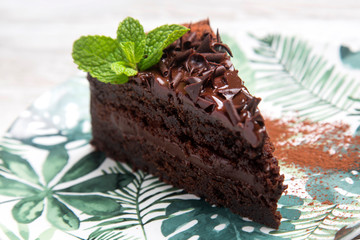 Close-up of gluten free chocolate cake.