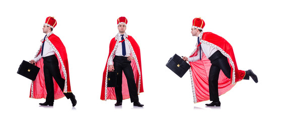 King businessman isolated on white