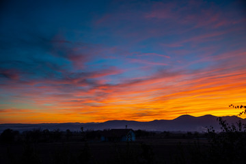 Sunset landscape on the hill