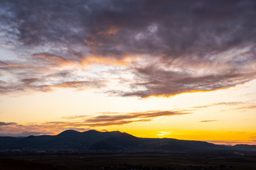 Fototapeta premium Sunset landscape on the hill