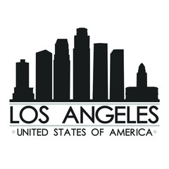 Naklejka premium Los Angeles Skyline Silhouette. Design City Vector Art. Landmark Banner Illustration.