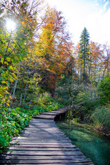 Fototapeta premium Autumn landscape in Plitvice Lakes Park, Croatia
