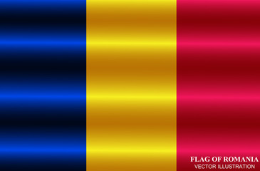 Bright button with flag of Romania. Happy Romania day button. Bright illustration with flag. Vector.