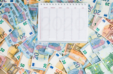 Fototapeta na wymiar Planning and calculating some investment in Euro currency