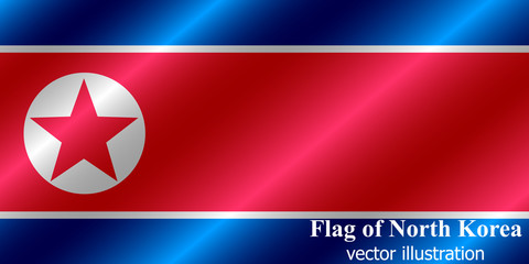 Happy North Korea day button. Bright button with flag of North Korea. Banner illustration with flag. Vector illustration.