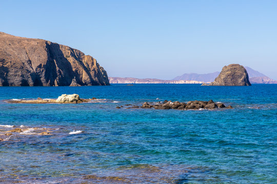 Mountains and cliffs in Pollonia beach