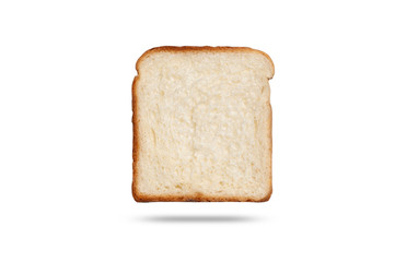  one slice of fresh toast bread. isolated on white background