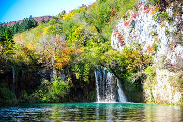 Fototapeta na wymiar Waterfall in Plitvice Natural Park