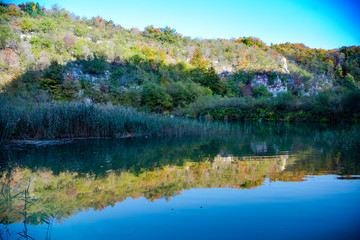 Autumn landscape in Plitvice Lakes Park, Croatia