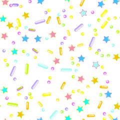 Sprinkle Cupcake Donut Topping. Seamless Pattern 