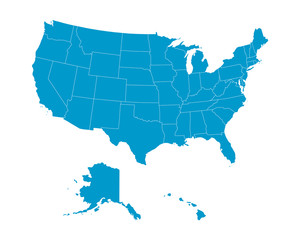 Fototapeta na wymiar United States Of America Or USA Vector Illustration Map