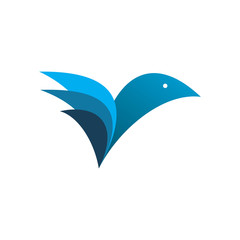 blue wing bird logo design