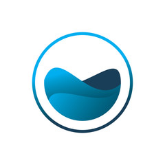 blue circle water sea ocean logo design