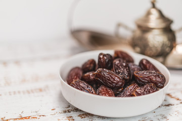 Healthy Medjool Dates on a white plate