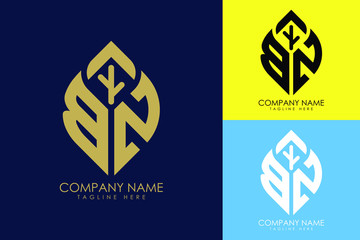  Initial letter B N with abstract leaf logo sign symbol