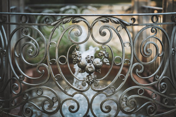 Antique decorative cast iron fence