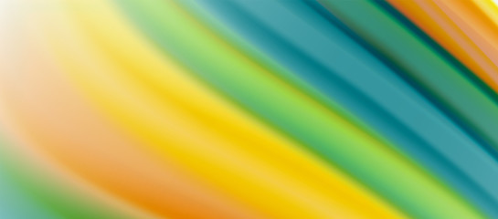 Wave lines abstract background, smooth silk design with rainbow style colors. Liquid fluid color waves. Vector Illustration