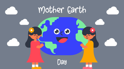 Flat mother earth day background illustration vector