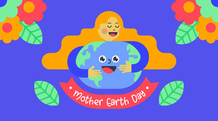 Flat mother earth day background illustration vector